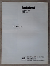 Opel GT 1900 Coupè Brochure Test Stradale 1969 - Rivista Autocar