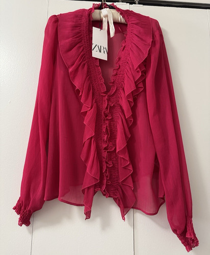 Blusa donna zara rosa chiffon - donna,