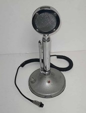 VTG Astatic D-104 Silver Desk Microphone w/ Base & Coil Cord Ham CB Radio Mic