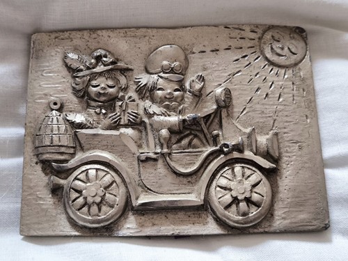 Placca vintage peltro - peltro,, auto