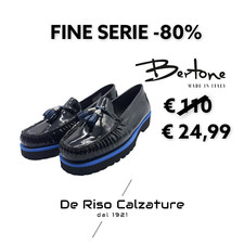 Bertone Mocassino Donna Vernice Nera 100%  Pelle Made in Italy -80% Sconto