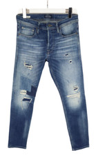 Jeans uomo Jack & Jones slim fit/Glenn W30/L30 bottone fly antico rattoppato