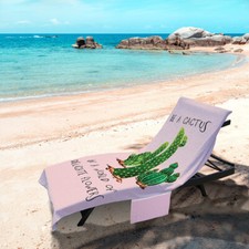 Pink Be A Cactus Design - Asciugamano lettino sole a lunghezza intera con tasca