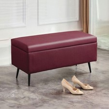 Cassapanca Pouf Contenitore Pelle Ecologica Divanetto Contenitore 80x40 H45cm Bo