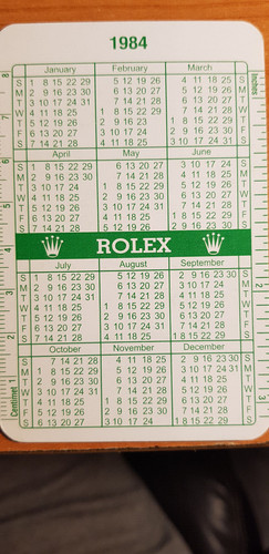Calendario rolex 1984 - calendario,