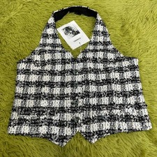 Chanel style tweed vest black