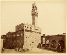 Firenze Piazza della Signoria Foto originale all'albumina Alinari 1880c XL430