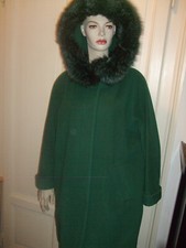 CAPPOTTO LODEN FUR PELLICCIA VOLPE PELZ  PURA LANA CASHMERE CAPPUCCIO 52