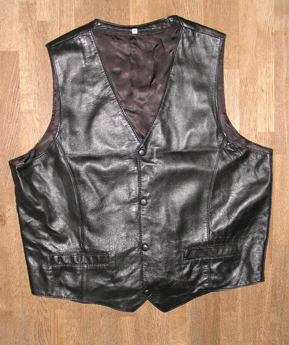 Gilet pelle nera - gilet, in