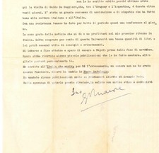 1946 BUENOS AIRES Lettera Gherardo MARONE su rientro in Italia - AUTOGRAFO