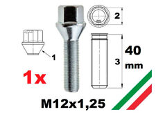1 BULLONE RUOTA per CERCHI IN LEGA M12X1,25 40 mm  CONICO distanziali fiat alfa