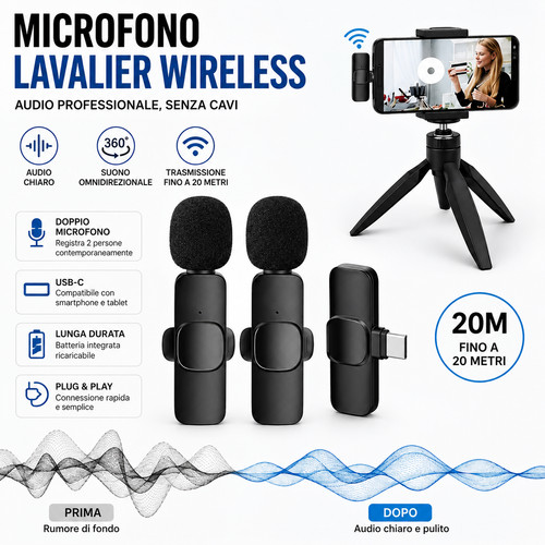 Microfono lavalier wireless - microfono,