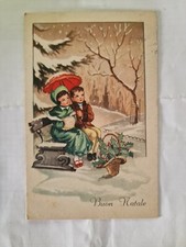 Cartolina Buon Natale Bimbi Panchina Vischio Neve  1955 GM 7/806 RV69 *