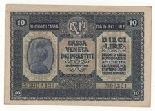 10  LIRE BUONO DI CASSA VENETA DECR 02/01/1918
