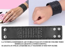 BRACCIALE CUOIO PUNK NERO