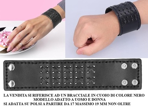 Bracciale cuoio nero - bracciale,