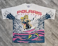 RARA moto d'acqua vintage punto singolo Polaris stampa all over anni 90 XL made in USA