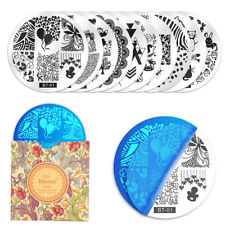 Kit 10 stencil stampini acciaio nail art per colorare con lo smalto le unghie