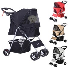 PawHut Passeggino per Cani Piccoli e Mini Pieghevole con Cestino e Rete