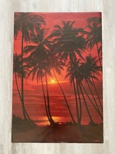 POSTER ORIGINALE Spiaggia Sunset Palme Mare Seaside Vintage Arredo Moderno