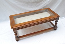 TAVOLINO DA SALOTTO IN LEGNO MASSELLO CON VETRINETTA A CASSETTO 110X55H45