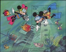Palau 1994 Disney Topolino Subacqueo Naufragio Turismo Pesce Cartoni Animati m/s MNH