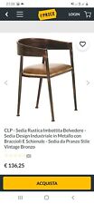 N° 4 Sedie Design Industriale in Metallo con Braccioli E Schienale Usate 