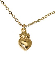 collana sacro cuore cristiana tutta acciaio placcata oro giallo 18kt Ex Voto