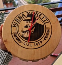 Orologio da parete BIRRA MORETTI Udine - In LEGNO ricavato dal pieno.