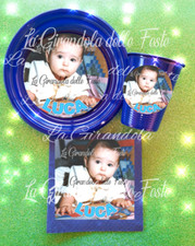 KIT 24pz PIATTI CON FOTO bambino battesimo Festa Party Tavola compimese BAMBINA