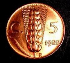 5 centesimi spiga 1922  FDC