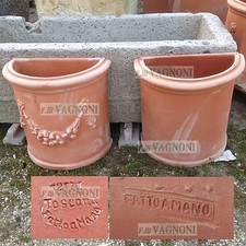 Vaso a parete semicircolare in terracotta cm 51 toscano italia terrazza giardino
