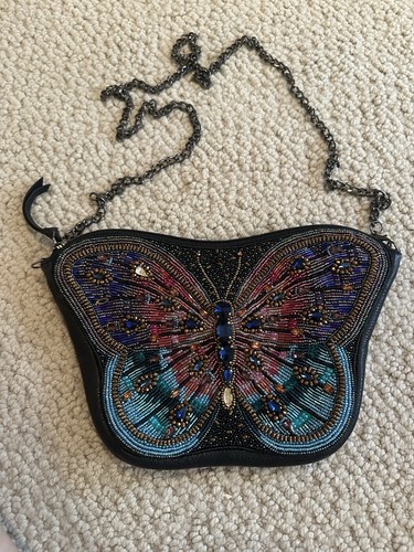 Beaded butterfly crossbody bag - beaded,