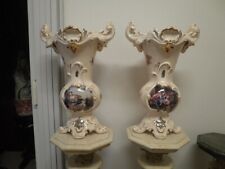 Coppia di vasi in porcellana Stile Barocco Veneziano Avorio & Oro