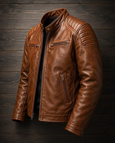 Giacca biker uomo pelle