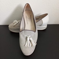 Scarpe mocassino D Acquasparta Italy scamosciate slip on 7,5 8 grigio nappa zeppa grazia D4 