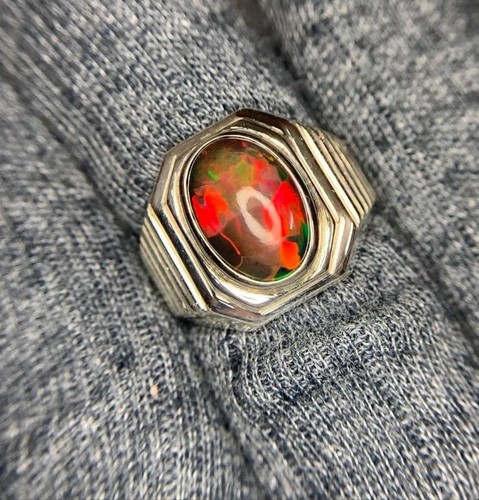 Anello opale nero - , autentico