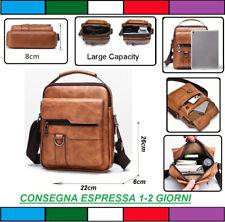 BORSELLO GRANDE BORSA TRACOLLA ECOPELLE PELLE ECO SINTETICA MARRONE CHIARO LARGE