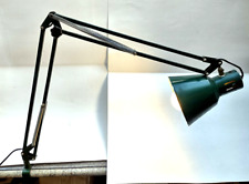 Lampada da lavoro articolata  vintage, supporto a morsetto, verde anni '70.