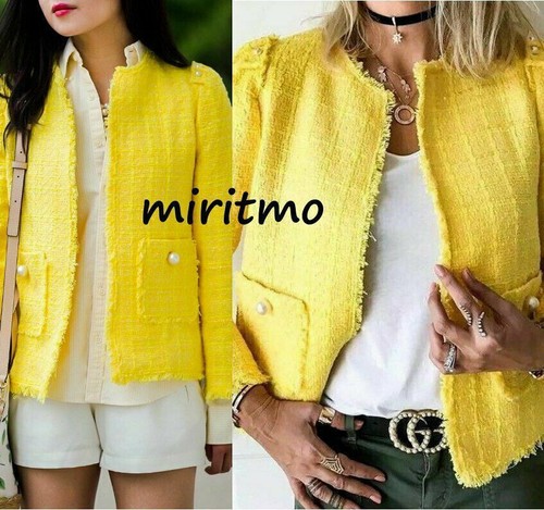 Zara blazer giallo tweed perle - blazer,