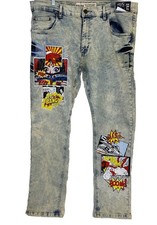 Jeans uomo Spark Premium Denim Studio Collection 40x32 lavaggio chiaro grafica NUOVO