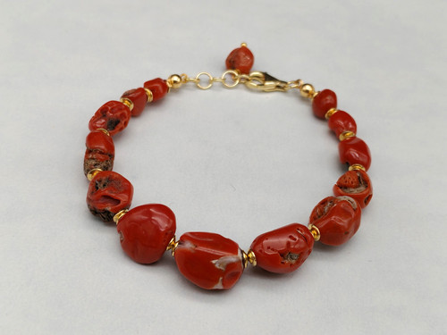 Bracciale donna sassi corallo