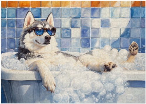 Alaskan malamute taking bubble - alaskan,