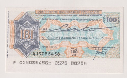 Miniassegni falsi 100 lire - -,