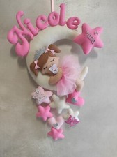 Fiocco nascita luna bimba personalizzato con nome 