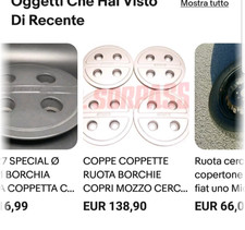 4 Coppe mozzo ruota fiat 127 147 Fiorino borchia copricerchio coprimozzo ruota