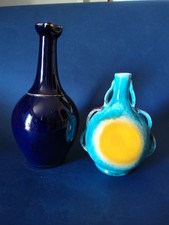 Coppia Bottiglie Ceramica Benvenuti Modena Faenza CACF Oro Liquore