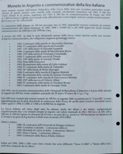 PAGINE FOGLI X COLLEZIONE MONETE IN ARGENTO LIRA ITALIA ITALIANE COMMEMORATIVE