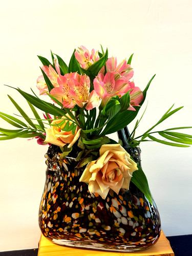 Vaso borsa vetro artistico - vaso/borsa, in