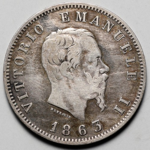 1863 italia 1 lira - bn,